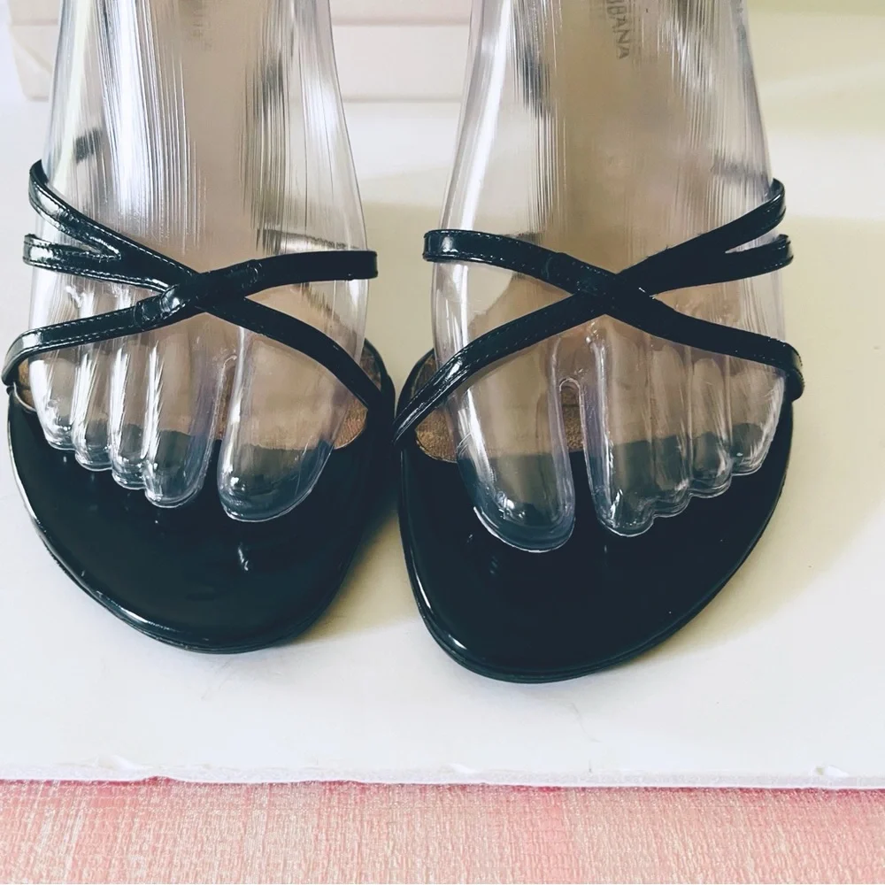 Dolce & Gabbana black and tan wedge sandals 7.5 - Picture 6 of 11